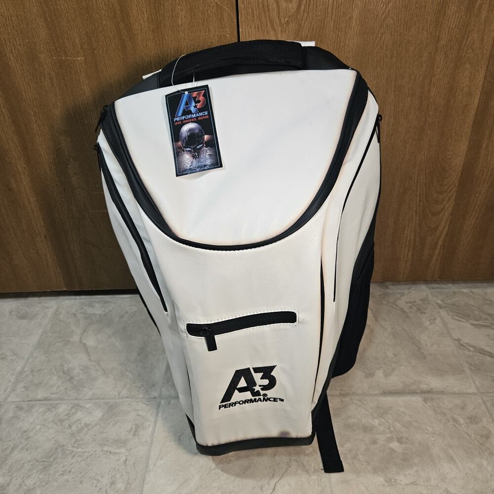A3 Performance Competitor Swim Backpack White Black Gear Bag Large NWT Flaw